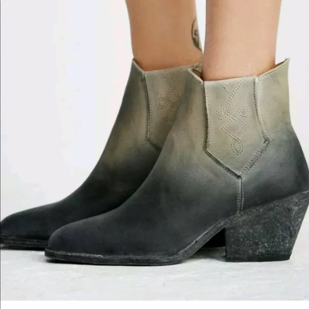 Free People Gradient Black and Gray Ankle Boots